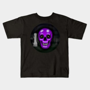 Skull, bruise purple, with background Kids T-Shirt